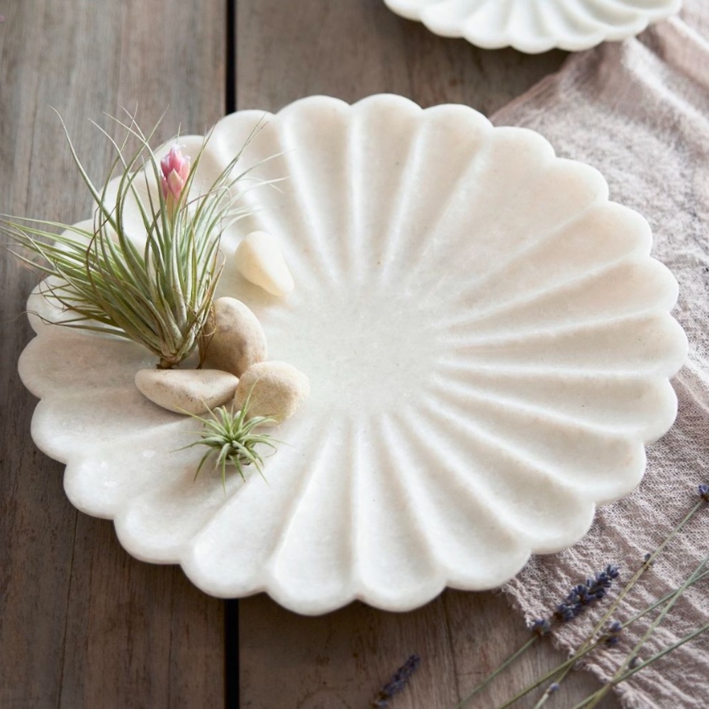 NEW Anthropologie Terrain Scalloped Edge Marble Tray